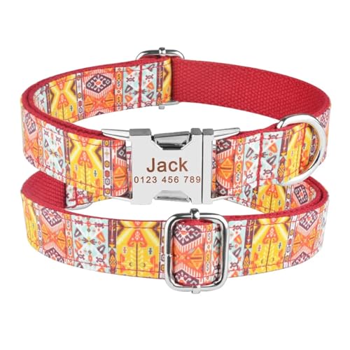 Haustierhalsbänder Graviertes bedrucktes Hundehalsband aus Nylon, personalisiertes Namensschild, verstellbares Halsband(Yellow 1,XS 22-31cm) von GsvUbd