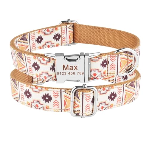 Haustierhalsbänder Graviertes bedrucktes Hundehalsband aus Nylon, personalisiertes Namensschild, verstellbares Halsband(Yellow 2,S 26-40cm) von GsvUbd