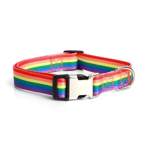 Haustierhalsbänder Haustier-Halsband, gestreiftes Polyester, Hundeleine, verstellbares Nylon-Hundehalsband, personalisiert(Orange,L) von GsvUbd