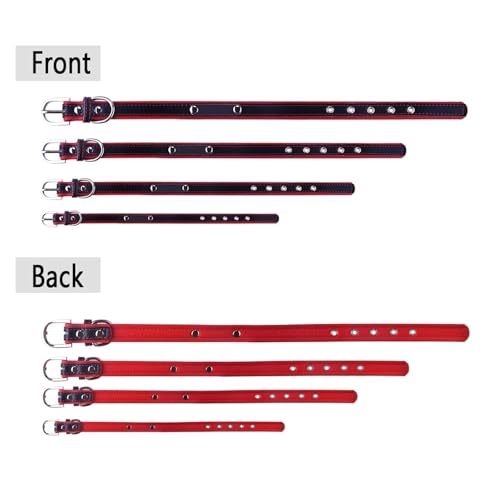 Haustierhalsbänder Hundehalsband aus Leder, personalisierbar, mit individueller Gravur, Namensschild(Red 2,M (29-38 cm)) von GsvUbd
