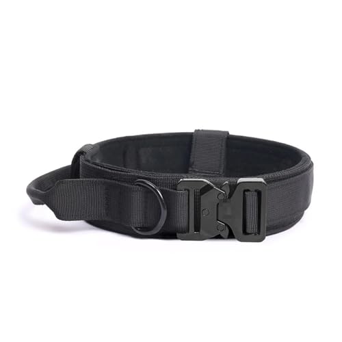 Haustierhalsbänder Outdoor-Hundehalsband mit Metallschnalle, atmungsaktives Nylonhalsband(Noir,XL) von GsvUbd