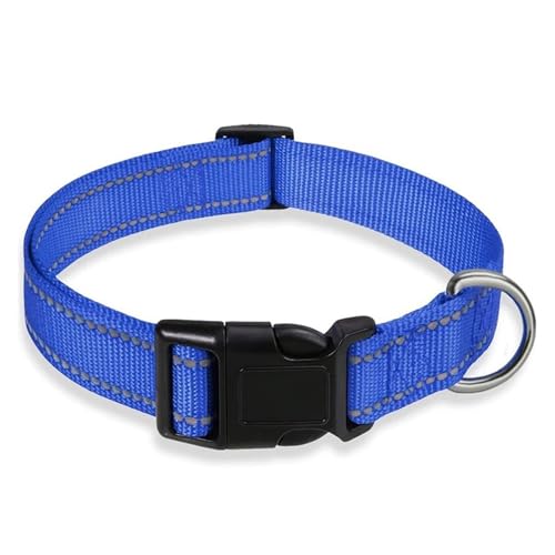 Haustierhalsbänder Reflektierendes Hundehalsband mit verstellbarem Sicherheitsleinenhalsband Robustes verstellbares Haustierhalsband aus Nylon(Blue,S) von GsvUbd