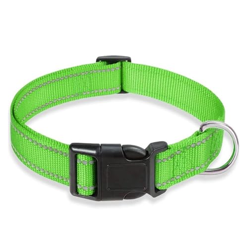 Haustierhalsbänder Reflektierendes Hundehalsband mit verstellbarem Sicherheitsleinenhalsband Robustes verstellbares Haustierhalsband aus Nylon(Green 2,XL) von GsvUbd