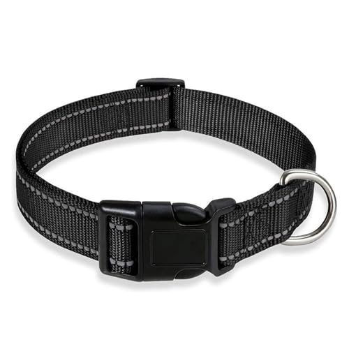 Haustierhalsbänder Reflektierendes Hundehalsband mit verstellbarem Sicherheitsleinenhalsband Robustes verstellbares Haustierhalsband aus Nylon(Noir,XL) von GsvUbd