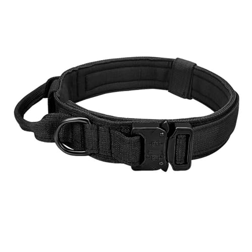 Hundehalsbänder Hundehalsband mit Leine, Nylon Hundehalsband, Reflektierender Gürtel, Taktisches Trainingshalsband für Hunde(Matt Black,L) von GsvUbd