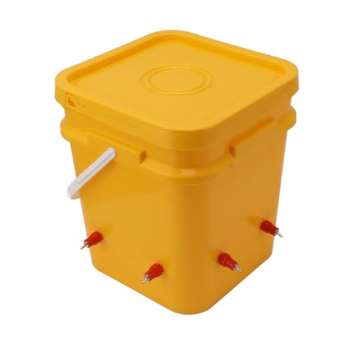 Automatic Chicken Waterer, 12l Plastik Duck Waterer Geflügeltrinkausstattung mit Handheld -Eimer für Gänse Ente (Eimer + Neue rote Vogelschüssel + Schwarze Schraube) von Gsycle