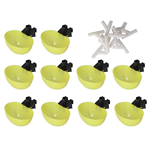 Geflügel-Bewässerungsbecher, 10 Stück, automatische Taubentränke, Wachtel-Tränke, Wachtel-Tränke, Hühner-Enten-Papageien, große Futterschale, Geflügel-Vogel-Bewässerungssystem für (9,5 mm) von Gsycle