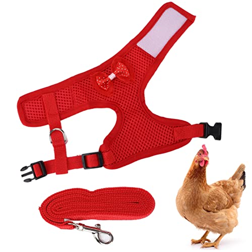Hühnchenkabelbaum und Leine, einstellbare Bequeme, atmungsaktive Hensthüter -Vest -Hühnchen -Trainingstierleine für Hähne Hähne (Rot) von Gsycle