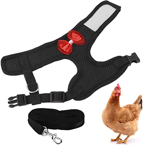Hühnchenkabelbaum und Leine, einstellbare Bequeme, atmungsaktive Hensthüter -Vest -Hühnchen -Trainingstierleine für Hähne Hähne (Schwarz) von Gsycle