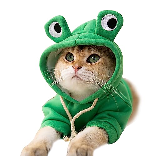 Katze entzückendes Kostüm, stilvolle süße atmungsaktive Katze Hoodies Cute Frog Cosplay Kleidung Hoodies Lustiges Kostüm für Kätzchen Welpen (Big Eyed Frog in Costume M (8.8-12.1lb)) von Gsycle