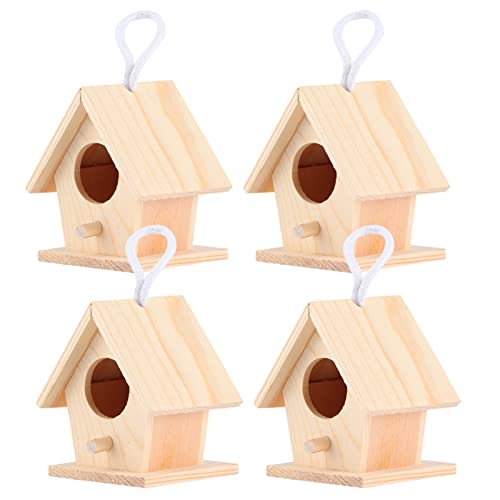 Mini-Vogelhaus, Vogelhaus-Ornamente, 4 Stück, Mini-Vogelhaus aus Holz, Vogelhaus aus Holz, Unvollendete Vogelhäuser, Vogelhäuschen Für Draußen von Gsycle