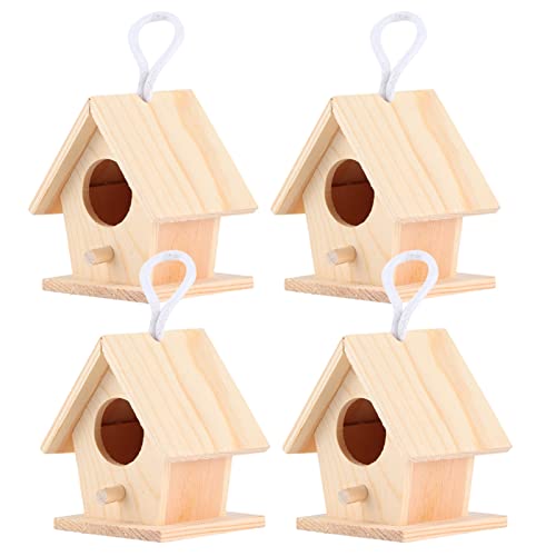 Mini-Vogelhaus, Vogelhaus-Ornamente, 4 Stück, Mini-Vogelhaus aus Holz, Vogelhaus aus Holz, Unvollendete Vogelhäuser, Vogelhäuschen Für Draußen von Gsycle