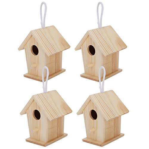 Vogelhaus aus Holz, Vogelhäuschen Für Den Außenbereich, Unfertige Vogelhäuser, 4 Stück, Mini-Vogelhaus aus Holz, Vogelhaus-Ornamente, Vogelhäuschen Für Den Außenbereich von Gsycle