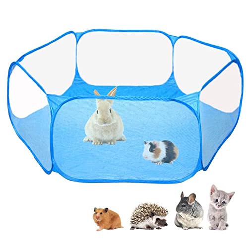 Zusammenklappbares Käfigzelt für Kleintiere, transparent, tragbar, atmungsaktiv, Laufstall für Haustiere, Übungszaun, Spielplatz für Reptilien, Kaninchen, Chinchillas, Igel von Gsycle