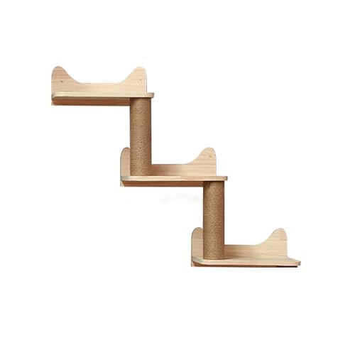 Gtzly Katzen Kletterwand, Massivholz-Katzenregale und Sitzstangen for die Wand, KatzenhäNgematte, Katzensitzstangen, Katzenkletterwandstufen, Katzenleiter for KäTzchen und KäTzchen (Color : A 3-Step Gtzly Katzen Kletterwand, Massivholz-Katzenregale und Sitzstangen for die Wand, KatzenhäNgematte, Katzensitzstangen, Katzenkletterwandstufen, Katzenleiter for KäTzchen und KäTzchen (Color : A 3-Step von Gtzly