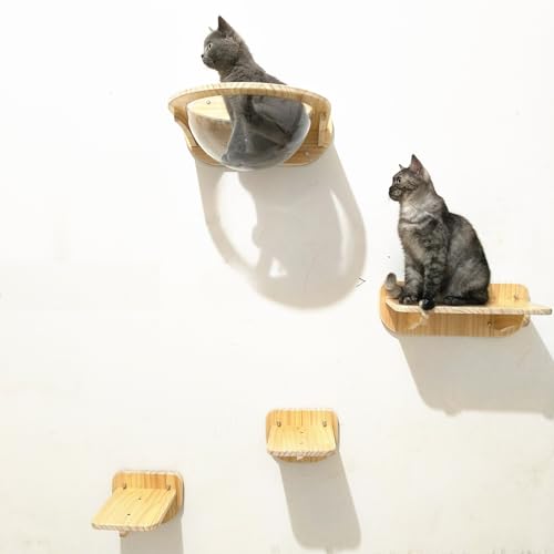 Gtzly Katzen Kletterwand Set, Wandmontiertes Katzenkletter-Set mit Katzen-Wandregalen, Sitzstangen, Raumkapsel, Sprungbrett, 2/4 StüCk Holz-KatzenmöBel for den Innenbereich for Spielen (Color : Class Gtzly Katzen Kletterwand Set, Wandmontiertes Katzenkletter-Set mit Katzen-Wandregalen, Sitzstangen, Raumkapsel, Sprungbrett, 2/4 StüCk Holz-KatzenmöBel for den Innenbereich for Spielen (Color : Class von Gtzly
