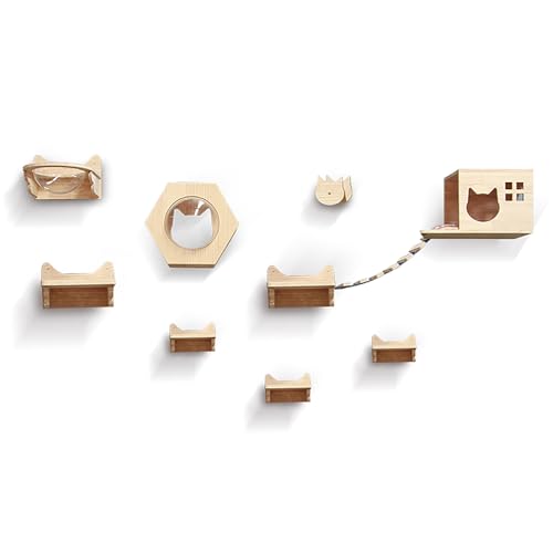 Gtzly Katzen-WandmöBel, Katzen-Wandregale for Katzen Bis zu 15 Kg, Katzen-Kletterregal und Sitzstange for die Wand, Katzenregale Zur Wandmontage, Geschenk for Katze (Color : Luxury Set, Size : Nail- Gtzly Katzen-WandmöBel, Katzen-Wandregale for Katzen Bis zu 15 Kg, Katzen-Kletterregal und Sitzstange for die Wand, Katzenregale Zur Wandmontage, Geschenk for Katze (Color : Luxury Set, Size : Nail- von Gtzly