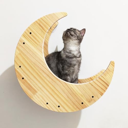 Gtzly Katzen-Wandregale und Sitzstangen for Die Wand, Wandmontierte KatzenmöBel Aus Holz, Katzen-Kletterregale, Katzenstufen for Klettern, Spielen und Faulenzen (Color : Moon Bed) von Gtzly