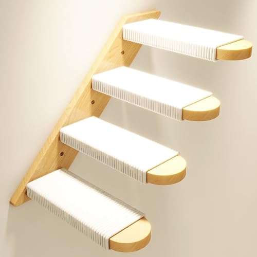 Gtzly Kletterwand Katzen, HöLzerne Katzen-Wandregale und Sitzstangen for Schlafen, Spielen, Klettern, Katzenregal mit Sisal, DIY-Freie Kombination (Color : 4-Story Ladder) von Gtzly