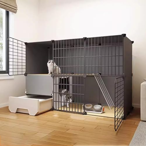 Gtzly Multifunktionaler KatzenkäFig for Fen Innenbereich mit Katzentoilette, Katzengehege for den AußEnbereich, Abnehmbarer KatzenkäFig, Laufstall, Stabiler KäTzchenkäFig (Size : 111 * 39 * 73cm) von Gtzly