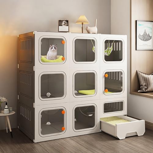 Gtzly Multifunktionaler KatzenkäFig for den Innenbereich mit Katzentoilette, Katzengehege for den AußEnbereich, KäFig mit HD Fenstern, Abnehmbarer KatzenkäFig, Laufstall, Stabile Katzengehege (Color Gtzly Multifunktionaler KatzenkäFig for den Innenbereich mit Katzentoilette, Katzengehege for den AußEnbereich, KäFig mit HD Fenstern, Abnehmbarer KatzenkäFig, Laufstall, Stabile Katzengehege (Color von Gtzly