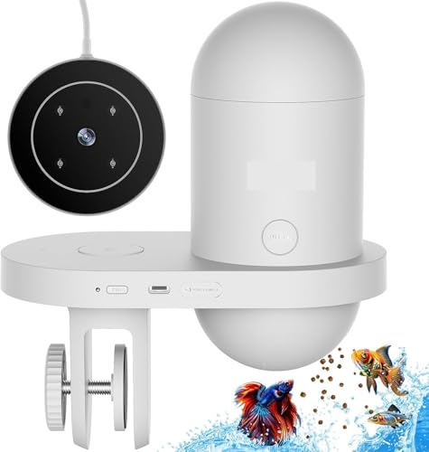 GuKKK Automatischer Fischfütterer mit 2.5K Kamera, App-Steuerung, 230ML feuchtigkeitsbeständiger Urlaubsfutterspender, Präzisionsfütterungssystem, 170°visueller Monitor für Aquarien von GuKKK