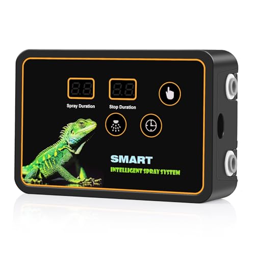 Reptilien Benebelungssystem Terrarium,GuKKK Intelligentes Reptilien Luftbefeuchter mit Schlauch mit Timer und Sprühdüsen 360 ° Verstellbare, Vernebler Terrarium für Amphibien Reptilien Pflanzen von GuKKK