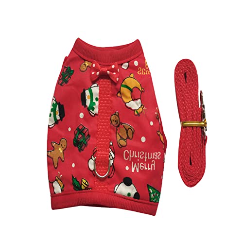 Hundegeschirr und Leine für kleine Haustiere, ausbruchsichere Weste, verstellbar, gepolstert, Weihnachtskleidung für Hamster, Weihnachtsgeschirr und Leine von Guaber