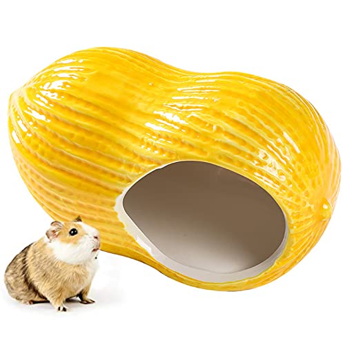 Guador Kleintierversteck Hamster Haus Hamster Höhle Hamsterversteck Erdnuss-Form Mini Hütte für Hamster Keramik Hamster Hideout Keramik Hamster Versteck Nest für Hamster Mäuse Ratten Kleine Tiere von Guador