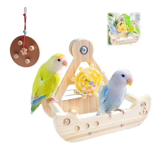 Vögel Spielzeug Mit Bissen Anhänger, Papageienspielzeug, Spielzeug für Nymphensittiche, Holz Vogel Schaukel für Papageien, Piratenschiff Form, Interaktives Sitzbrett für Käfig & Beschäftigung Vögel Spielzeug Mit Bissen Anhänger, Papageienspielzeug, Spielzeug für Nymphensittiche, Holz Vogel Schaukel für Papageien, Piratenschiff Form, Interaktives Sitzbrett für Käfig & Beschäftigung von Guangyu