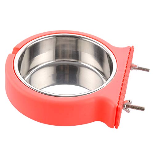 Crate Dog Bowl Removable Stainless Steel Water Food Feeder Bowls Cage Coop Cup for Cat Puppy Bird Pets (Small, Pink Orange with Corrugated Clip) von Guardians