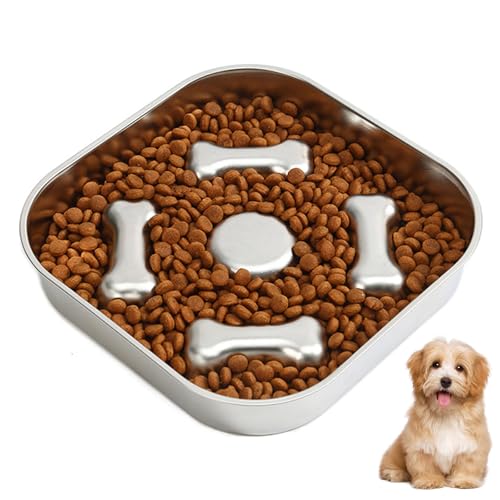Slow Feeder Hundenapf aus Edelstahl, Antischlingnapf Hunde, Anti Schling Napf Katze, Slow Feeder Hund Edelstahl, 21x 21cm Slow Feeder Hundenapf aus Edelstahl, Antischlingnapf Hunde, Anti Schling Napf Katze, Slow Feeder Hund Edelstahl, 21x 21cm von Gudalea