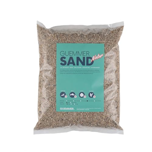 Guemmer Sand - 2,5kg - Aquarienkies, Aquariensand - Verschiedene Körnungen und Farben - Made in Germany - (1-2 mm, Natur) von Guemmer