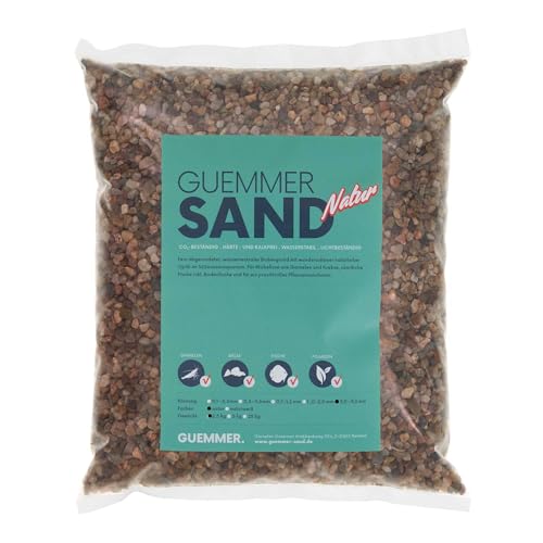 Guemmer Sand - 2,5kg - Aquarienkies, Aquariensand - Verschiedene Körnungen und Farben - Made in Germany - (3-5 mm, Natur) von Guemmer