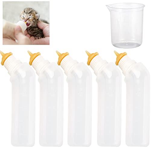 Gufastoe 5Pcs Haustier Fütterung Mini Silikon Nippel mit Flasche für Welpen Hund Katze oder andere Haustiere (Fleischfarbe) von Gufastoe