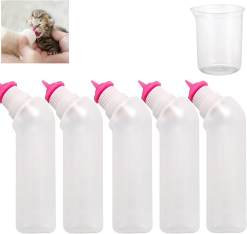 Gufastoe 5Pcs Haustier Fütterung Mini Silikon Nippel mit Flasche für Welpen Hund Katze oder andere Haustiere (Rosa Farbe) von Gufastoe