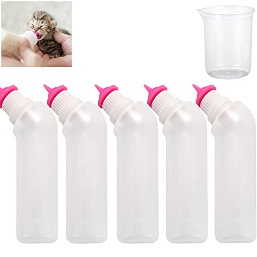 Gufastoe 5Pcs Haustier Fütterung Mini Silikon Nippel mit Flasche für Welpen Hund Katze oder andere Haustiere (Rosa Farbe) von Gufastoe