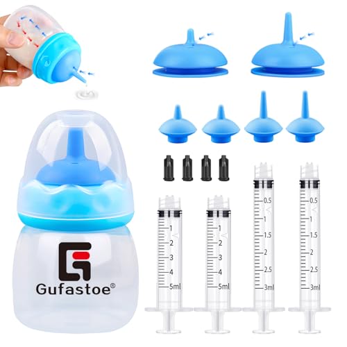 Gufastoe Aufzuchtflasche Haustier, Kätzchen Welpen Flaschen für Still Kit, mit Fütterungsnippel und Spritzen für alle Rassen von Welpen Kätzchen und andere Tiere,15 Stück Blau von Gufastoe