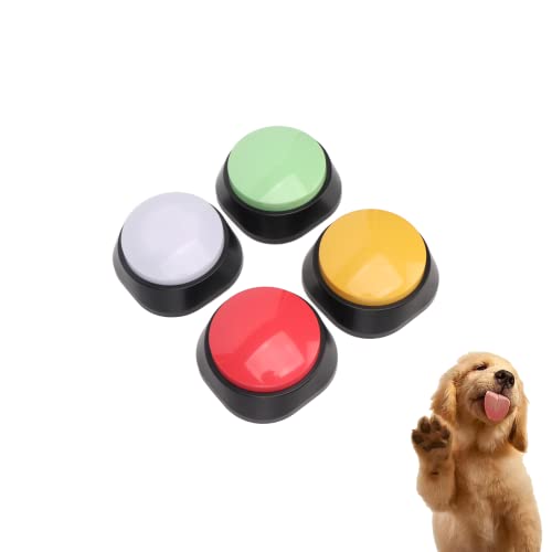 4 STÜCKE Buzzer mit Aufnahmefunktion, 30 Sekunden Buzzer Hund für Hundetraining, Hundespielzeug Interaktiv, Intelligenzspielzeug für Hund Kommunikation, Lernen usw. -4 Farben im Set von Gugxiom