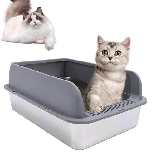 Gugxiom Edelstahl Katzenklo, 60 × 40 × 20 cm großes Katzenklo, Design mit Einstieg von Oben, inklusive Schaufel, einfache Reinigung Gugxiom Edelstahl Katzenklo, 60 × 40 × 20 cm großes Katzenklo, Design mit Einstieg von Oben, inklusive Schaufel, einfache Reinigung von Gugxiom