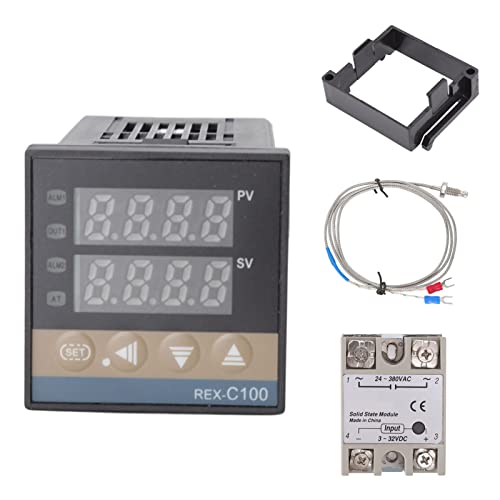 Gugxiom Smart PID-Temperaturregler-Kit, AC100-240V Digitalanzeige PID-Temperaturregler REX-C100 Digitaler Thermostat, Digitaler PID-Thermostat-Temperaturregler (40A) von Gugxiom