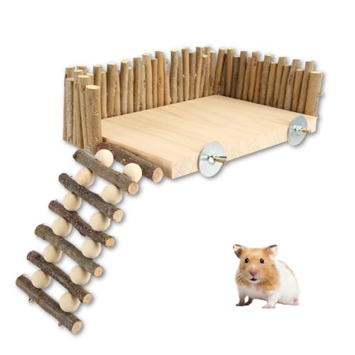 Hamster Plattform mit Leiter, Hamster Kletterplattform, Holzhamster Spielplattformen Hamster, Rennmaus Holz Klettergerüst mit Zaun für Eichhörnchen Rennmäuse Syrische Ratte Goldener Bär Hamster Plattform mit Leiter, Hamster Kletterplattform, Holzhamster Spielplattformen Hamster, Rennmaus Holz Klettergerüst mit Zaun für Eichhörnchen Rennmäuse Syrische Ratte Goldener Bär von Gugxiom
