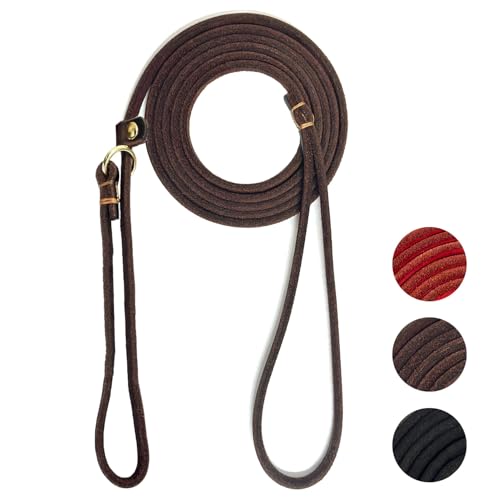 Guiding Star Hundeleine aus Leder für kleine Hunde und Welpen, 1,8 m x 0,6 cm, luxuriöse und leichte Leder-Trainingsleine zum Spazierengehen, mit weichem Griff, Braun von Guiding Star