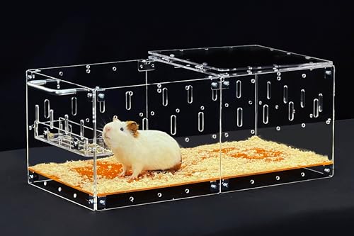 GuineaLoft™ Acrylic Cage (Modell-P2) – Kleiner 60x30cm geschlossener Käfig mit Deckel und Boden für EIN einzelnes Meerschweinchen oder Hamster, verbindbar, DIY erweiterbar von GuineaLoft