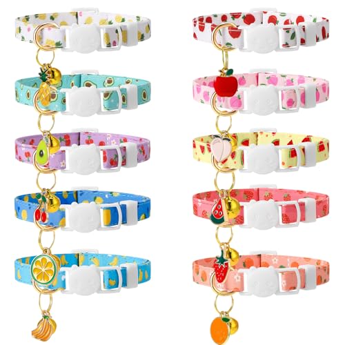 Guiqulai Katzenhalsbänder mit Glöckchen, Obstanhänger, verstellbar, Sicherheitshalsband, Obst-Katzenhalsband mit Glöckchen, ideal für Mädchen, Jungen, Katzen, 10 Stück Guiqulai Katzenhalsbänder mit Glöckchen, Obstanhänger, verstellbar, Sicherheitshalsband, Obst-Katzenhalsband mit Glöckchen, ideal für Mädchen, Jungen, Katzen, 10 Stück von Guiqulai