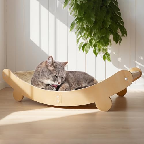Katzenkratzbett, Sisal Katzenkratzbett Hängematte für Indoor Katzen Sisal Stuhl Kratzbaum Kratzmatte für Große Katzen Kratzliege Holz Katzenmöbel von Guiqulai