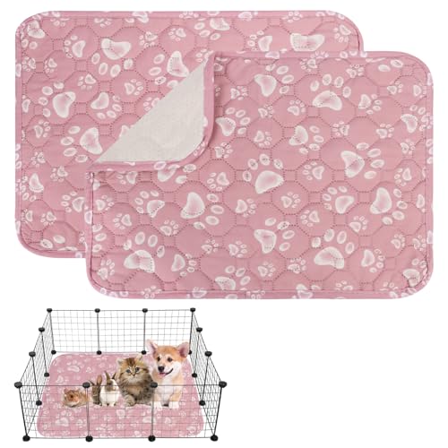Meerschweinchen-Käfigeinlage, wiederverwendbare Urinierunterlagen für Bettwäsche, 60 x 45 cm, starke Wasseraufnahme, Haustier-Trainingspad für Kleintiere: Kaninchen, Hamster, Welpen, Kätzchen (rosa von Guittly