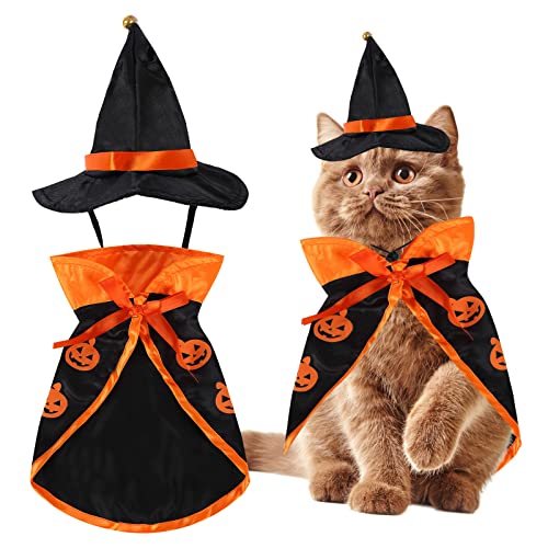 Hund Halloween Kostüme - Haustier Zauberer Kostümumhang mit Hexenhut Welpe Katze Halloween Kleidung Outfits, Haustier Halloween Kostümiert Kap mit Zaubererhut Hunde Katzen Halloween Kleidern Hund Halloween Kostüme - Haustier Zauberer Kostümumhang mit Hexenhut Welpe Katze Halloween Kleidung Outfits, Haustier Halloween Kostümiert Kap mit Zaubererhut Hunde Katzen Halloween Kleidern von Gukasxi