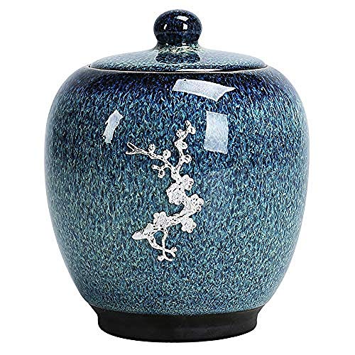 Blaue Keramikurne mit Farbverlaufsglasur für das Gedenken an kleine Haustiere fasst bis zu 30 Kubikzoll Asche von Gulunmun