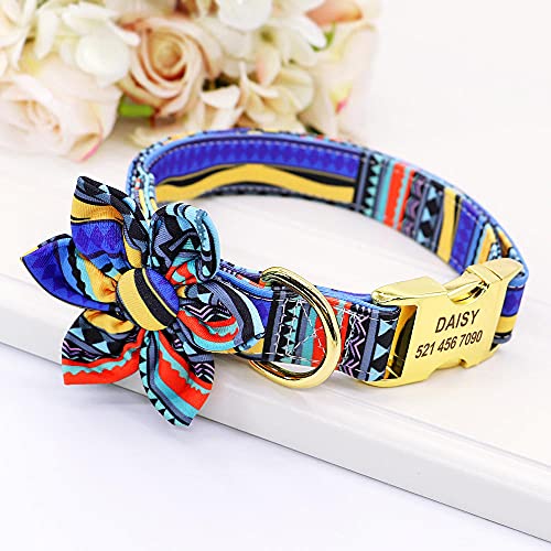 Gulunmun Gedrucktes Hundehalsband, personalisiertes Hundenamenhalsband Halsband mit Schnalle   Gravierter Kosename Telefonnummer-152_Blue_L von Gulunmun